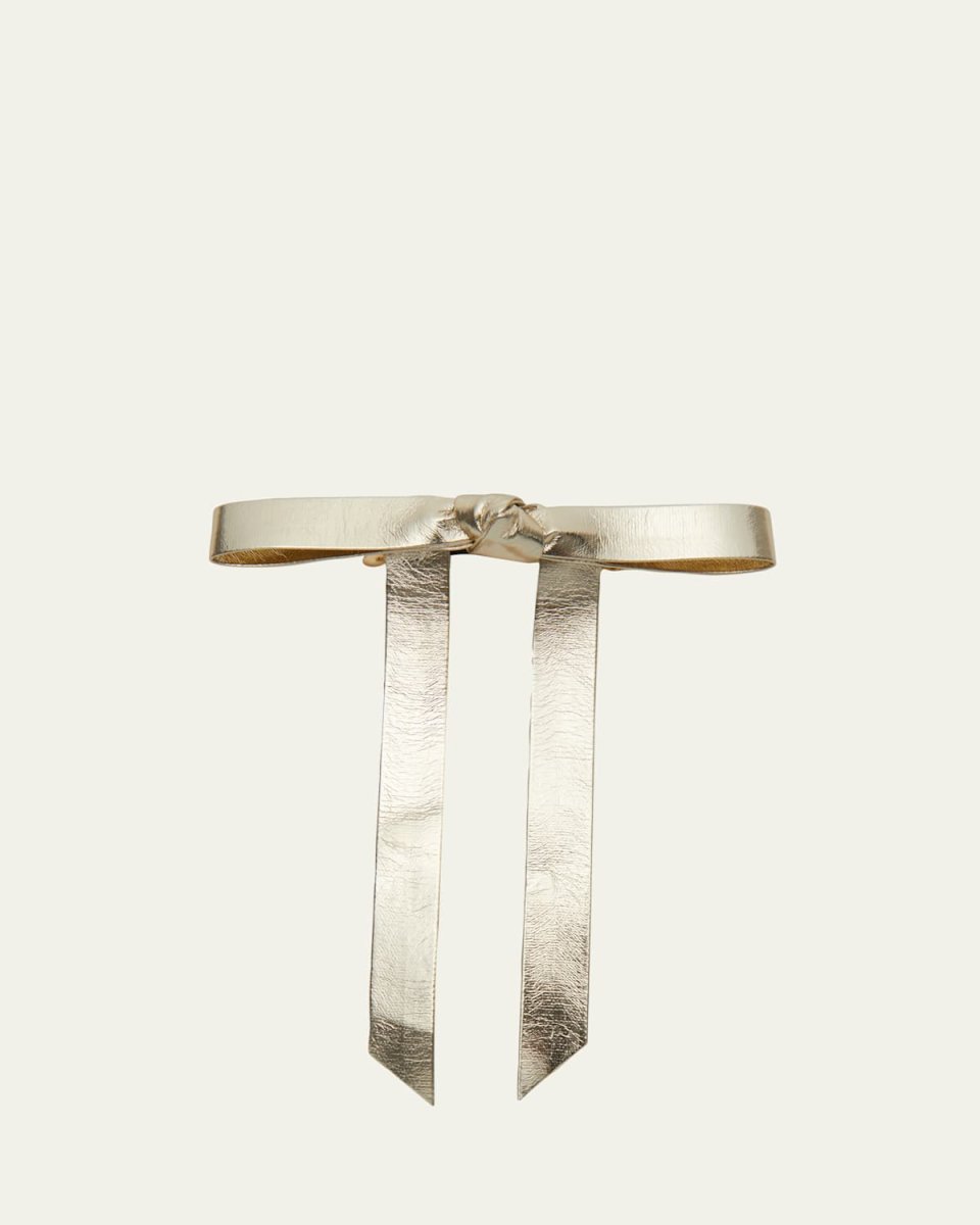 Bardot Bow Metallic Faux Leather Barrette